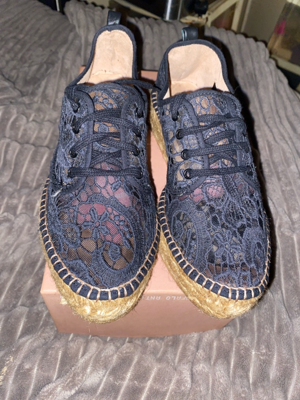 Floral Lace Espadrilles Spring Summer Bohemian Eur 38 / 8 Women’s Shoe - Picture 7 of 7